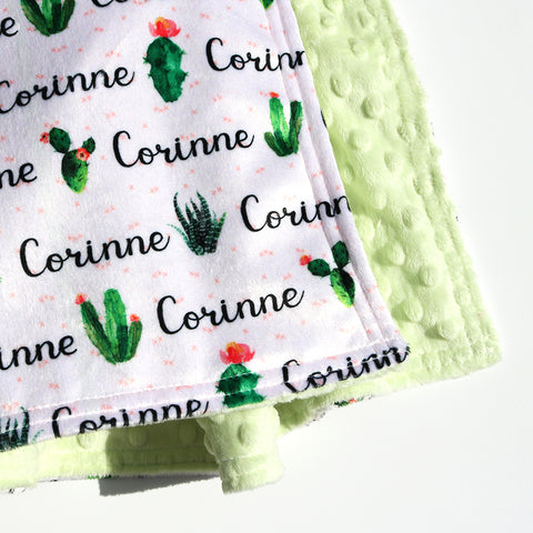 Double Minky Blanket - Succulent Garden In Bloom