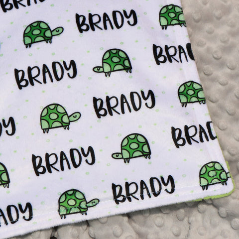 Double Minky Blanket - Turtles