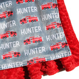 Double Minky Blanket - Firetrucks