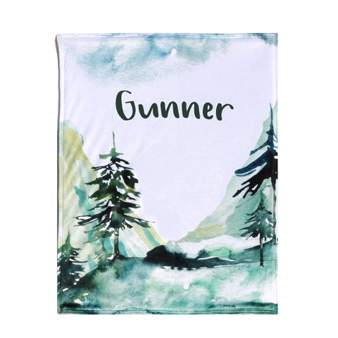 Double Minky Blanket - Watercolor Mountains