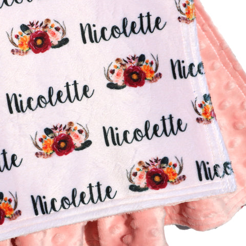 Double Minky Blanket - Boho Blooms