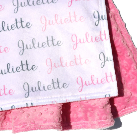 Double Minky Blanket - Name Only - Color Combination with White Background