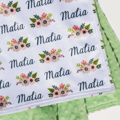 Double Minky Blanket - Peachy Blooms
