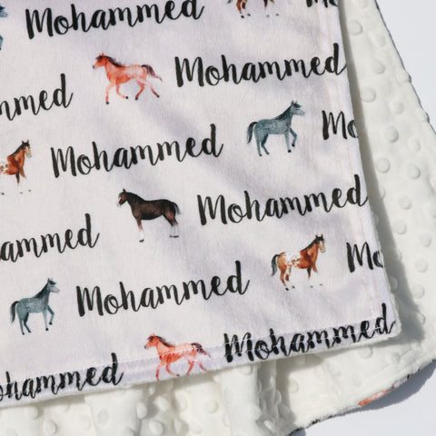 Double Minky Blanket - Horses