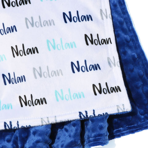 Double Minky Blanket - Name Only - Color Combination with White Background