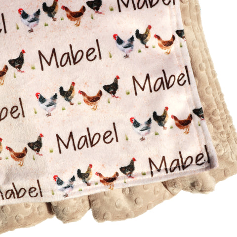 Double Minky Blanket - Chickens