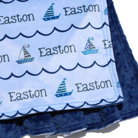 Double Minky Blanket - Sailboats
