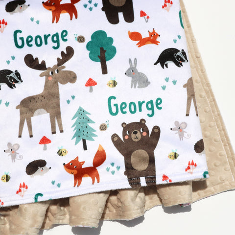Double Minky Blanket - Forest Friends