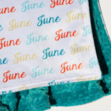 Double Minky Blanket - Name Only - Color Combination with White Background