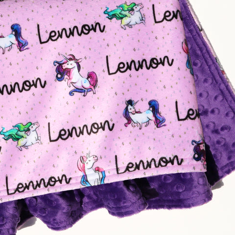 Double Minky Blanket - Unicorns