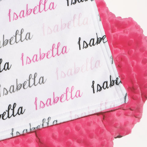 Double Minky Blanket - Name Only - Color Combination with White Background