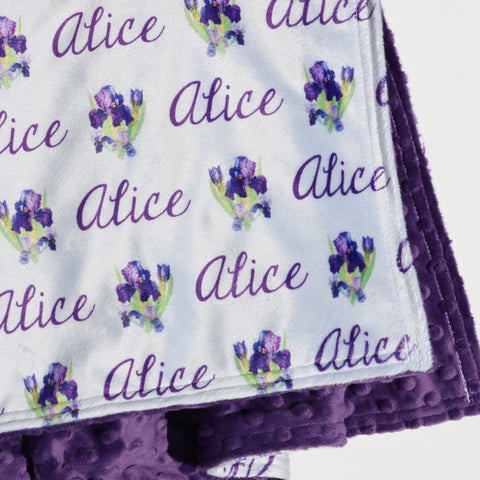 Double Minky Blanket - Purple Irises