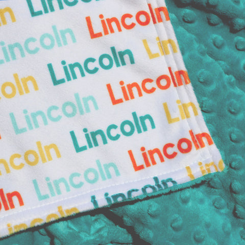 Double Minky Blanket - Name Only - Color Combination with White Background