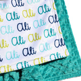 Double Minky Blanket - Name Only - Color Combination with White Background