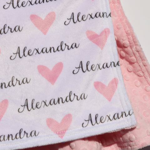 Double Minky Blanket - Hearts