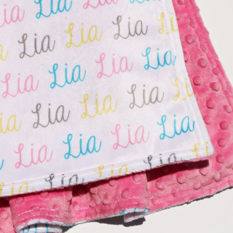 Double Minky Blanket - Name Only - Color Combination with White Background
