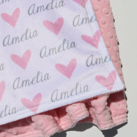 Double Minky Blanket - Hearts