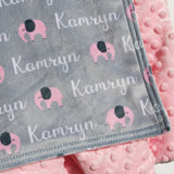 Double Minky Blanket - Elephants