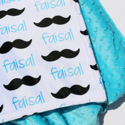 Double Minky Blanket - Mustaches