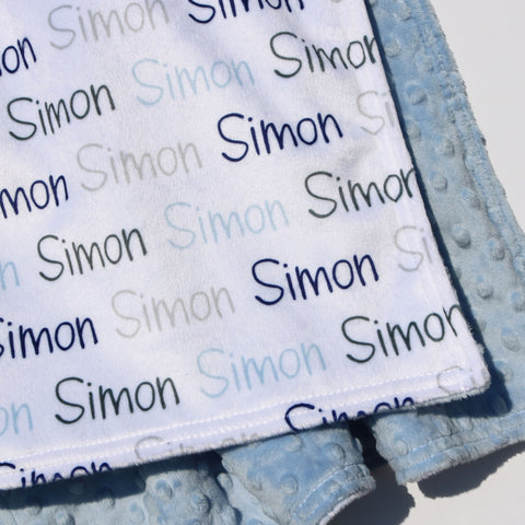 Double Minky Blanket - Name Only - Color Combination with White Background