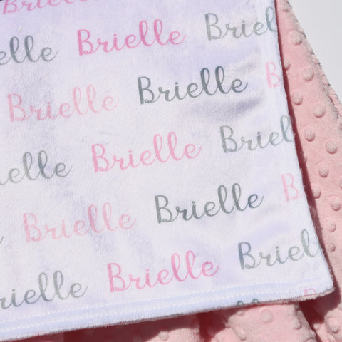Double Minky Blanket - Name Only - Color Combination with White Background