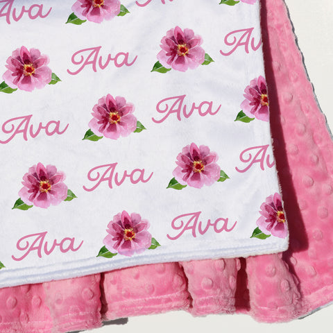Double Minky Blanket - Peony