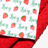 Double Minky Blanket - Strawberry Baby