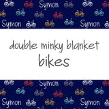 Double Minky Blanket - Bikes with Bombay Background