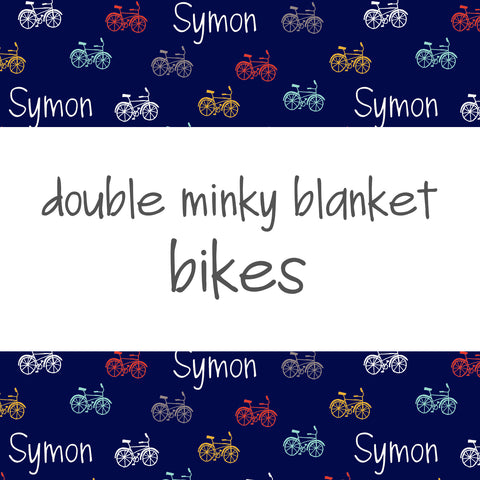 Double Minky Blanket - Bikes with Bombay Background