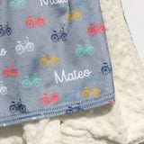 Double Minky Blanket - Bikes with Grey Background