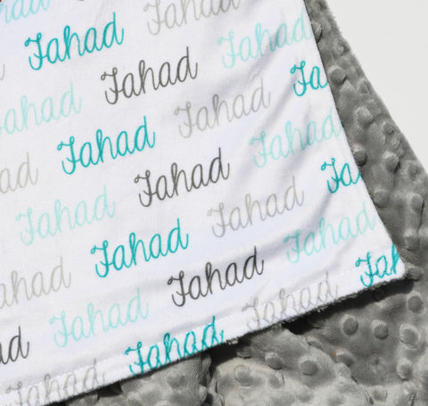 Double Minky Blanket - Name Only - Color Combination with White Background