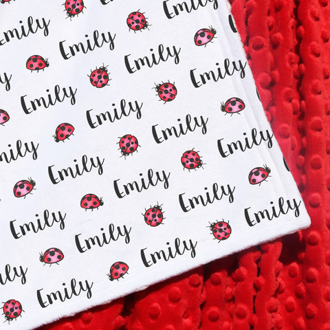 Double Minky Blanket - Ladybugs