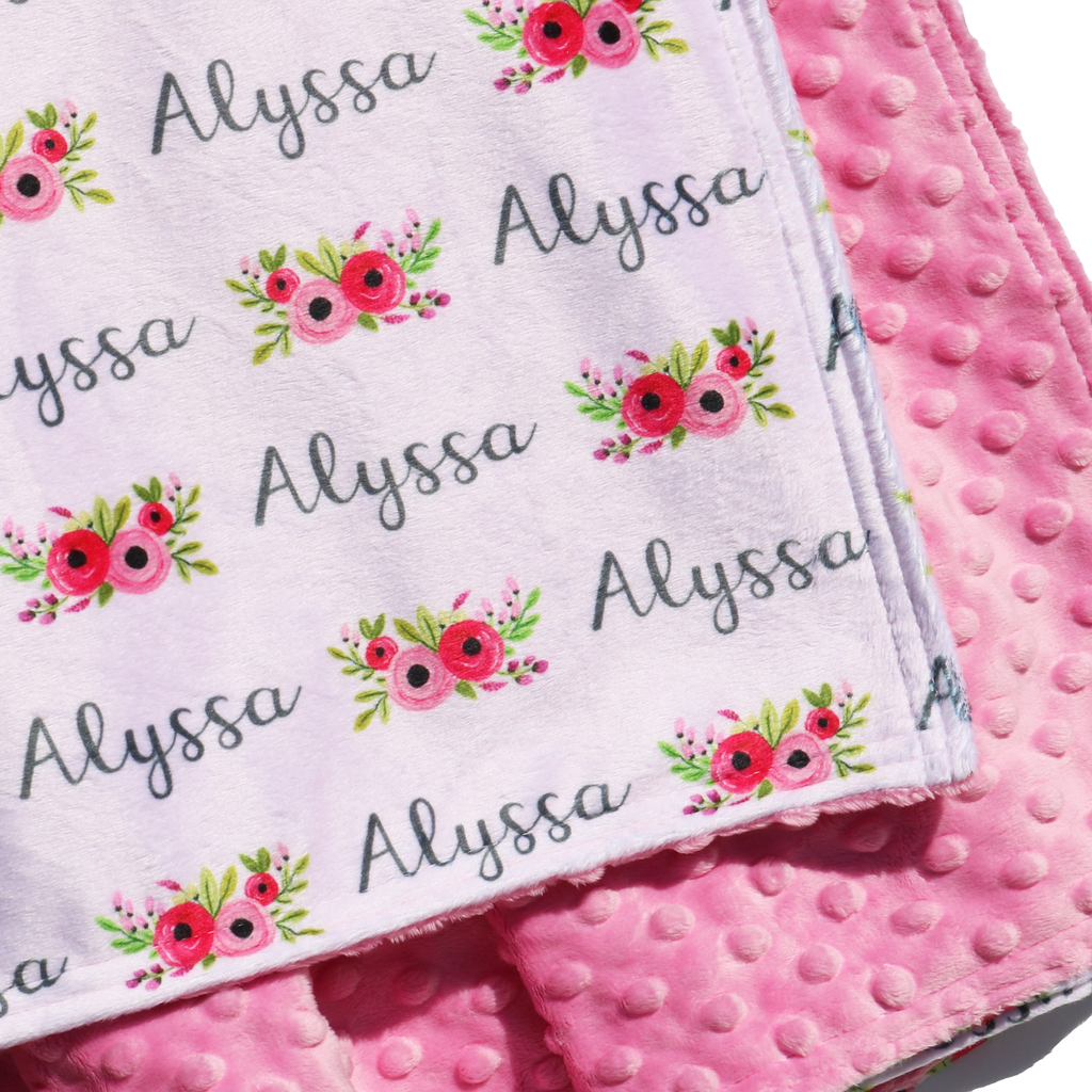 Double Minky Blanket Summer Rose Garden